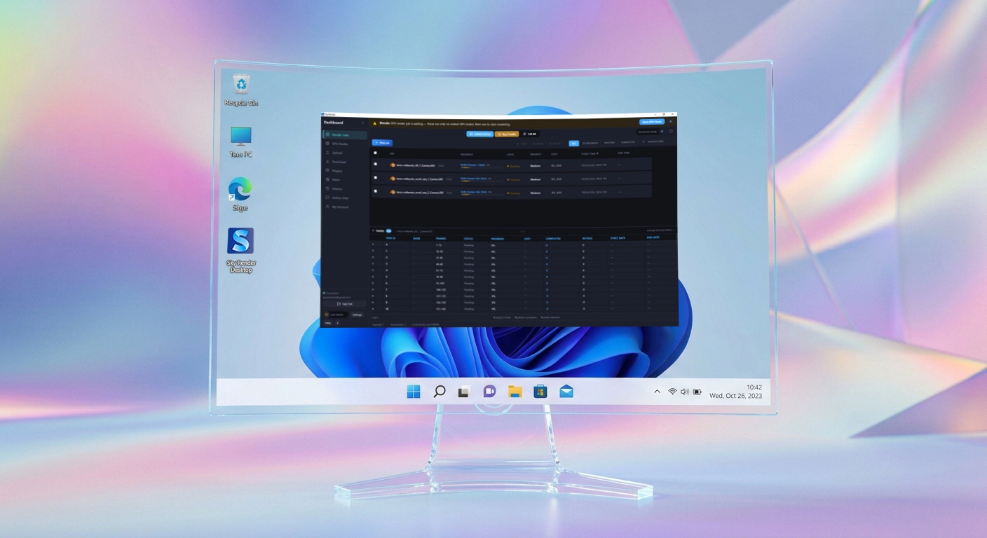 SkyRender Desktop running on Windows